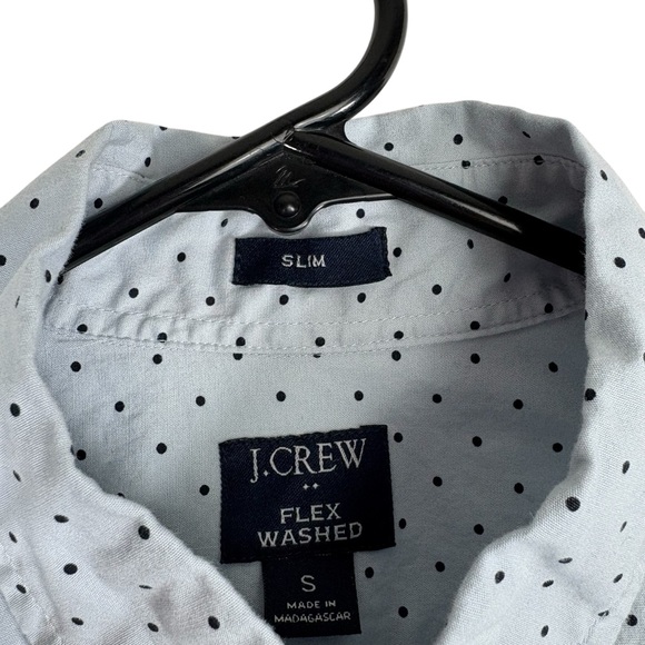 J. Crew Men's Small Slim Fit Flex Washed Polka Dot Long Sleeve Button Up Shirt - Picture 3 of 5